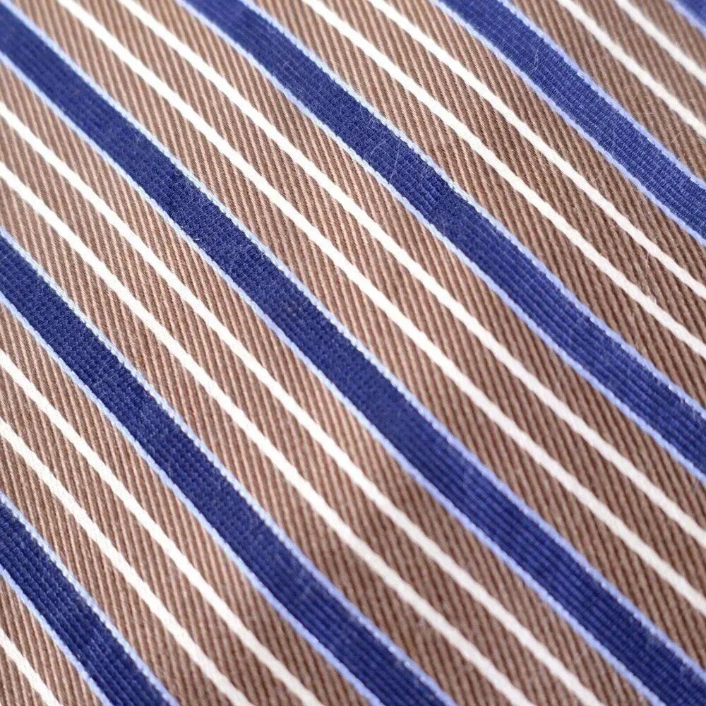 Nautica‎ Brown Blue Striped Woven Silk Tie